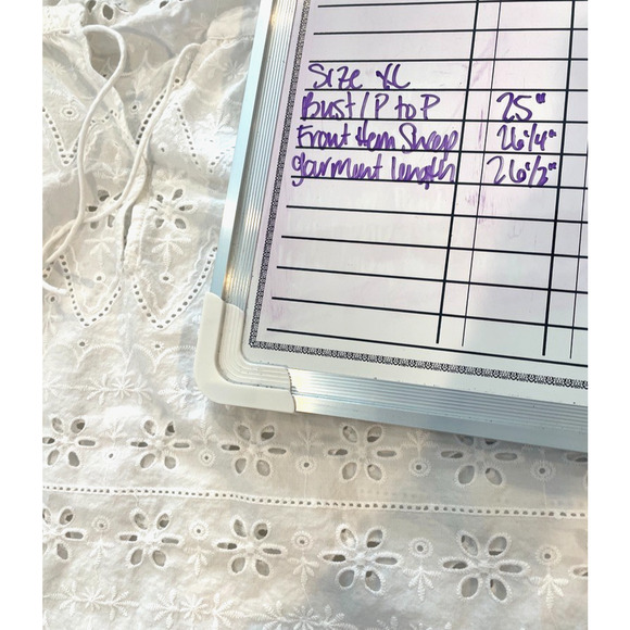 J. Jill Women's White Cotton Embroidered Eyelet Peasant Top Sz XL Coquette Boho - Picture 8 of 11